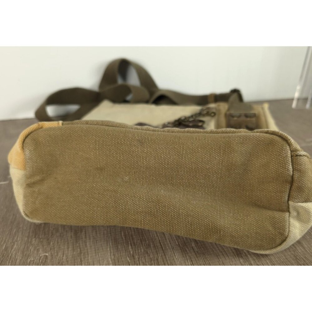 Chala Patch Crossbody Bag Canvas Purse ~ Chihuahua Dog Key Fob ~Sand Beige Green - Picture 8 of 16